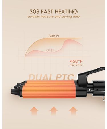 Hair Waver 3 Barrel Curling Iron | Ceramic Tourmaline Hair Crimper with Digital Display & Dual Voltage - International Shipping Available - Buy Online on SooperMarket.com