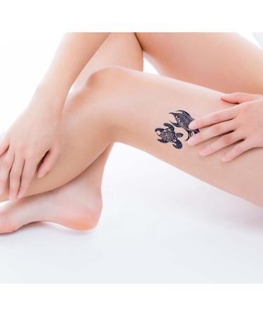 Ocean-Inspired Temporary Tattoo - Long Lasting Navy Blue Turtles Design for Adults - 4 Sheets - Buy Online on SooperMarket.com