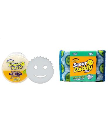 Scrub Daddy Power Paste All Purpose Cleaner - Oven Cleaner Heavy Duty Cleaning Products & Scour Daddy XL Scourers Non Scratch Scrubbing Sponge Scouring Pads Kitchen Sponges