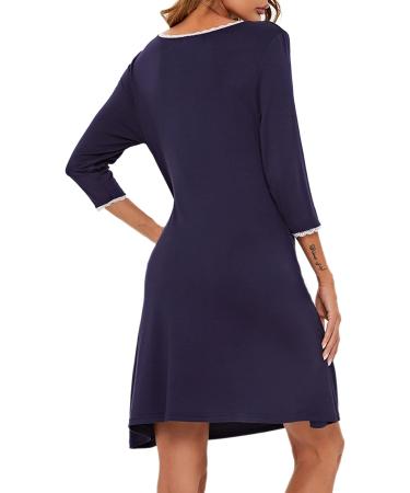 Sykooria Women's Cotton Nursing Nightdress | 3/4 Sleeves Maternity Labour Nightgown - Navy Blue XL - Buy Online on SooperMarket.com