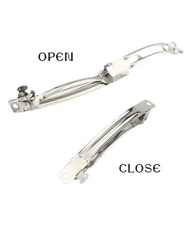 LEEFONE 80mm Iron French Barrette Hair Clips - 50 PCS, Silver Tone | DIY Hair Clip Craft Bows - Buy Online on SooperMarket.com