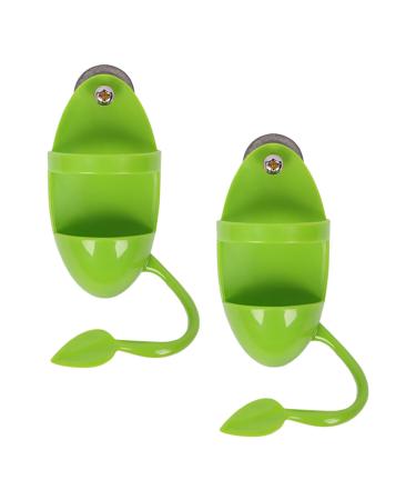 Fyfjur 2Pcs Bird Parrot Cuttlebone Holder with Perches Cuddle Bone Feeding Racks Cuttlefish Bone with Holder for Pet Bird Supplies Fruit Vegetable Millet Container 14.3 x 5.5cm