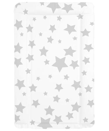 Callowesse Baby Changing Mat 79x47cm. Waterproof Wipe Clean Raised Edges Portable and Foldable Grey Stars Design