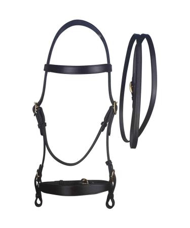 Cameo Equine In Hand Bridle & Lead - Stunning Brass Fittings Black Small Pony