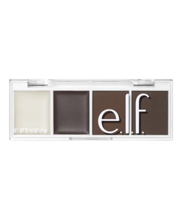 e.l.f. Bite-Size Brow, Mini Brow Quad with Ultra-Pigmented Waxes & Powders, Eyebrow Grooming & Makeup Kit, Dark Brown, 0.14 Oz