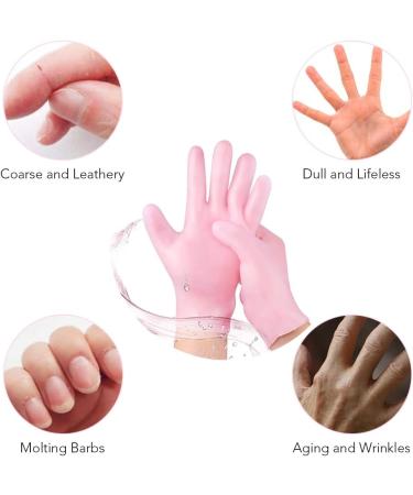 Fengyang Silicone Moisture Gloves - 2PC Pink Gel Spa Gloves for Dry Cracked Hands | Moisturizing Hand Care for Women - Buy Online on SooperMarket.com