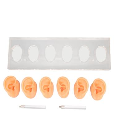 Tweezer Cleaner Eyelash Ear Model 6 Pcs Silicone Ear Model Soft Waterproof Simulated Silicone Ear Model Hearing Aid Accessories with Acrylic Display Board
