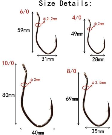 Big River Catfish Hooks: 40pcs Black Nickel 8/0 High Carbon Steel Fishing Hook Set - Buy Online on SooperMarket.com
