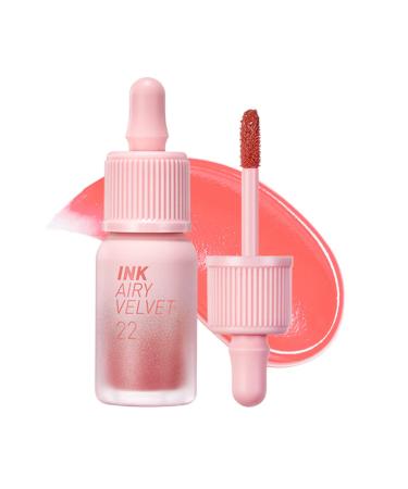 Peripera Ink Airy Velvet Lip Tint (0.14 fl oz) | High-Pigmentation, Lightweight, Soft, Moisturizing, Not Animal Tested | (#022 CENTER PEACH)