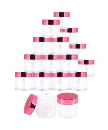 Beauticom 30G/30ML(1 Oz) Round Clear Jars with Flat Top Lids for Herbs Spices Loose Leaf Teas Coffee & Other Foods- BPA Free (24 Jars Rose Gold)