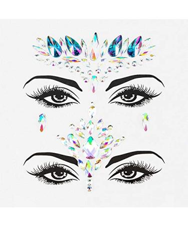 Set of 4 Rhinestone Face Jewels & Festival Gems - Crystal Lemon Temporary Tattoos - Buy Online on SooperMarket.com