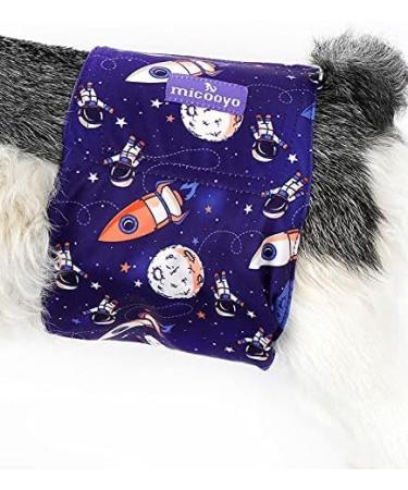 MICOOYO Reusable Dog Diapers for Male Dogs | 3 Pack Washable Belly Bands | Super Absorbent & Durable XS Size for Newborn Dogs | Space Theme - Buy Online on SooperMarket.com