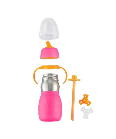 Kid Basix Safe Sippy 2 - Stainless Steel Cup for Babies/Toddlers | Convertible Sippy or Straw | 11 Oz. | Bpa Free - Pink Fuchsia/Pink - Buy Online on SooperMarket.com