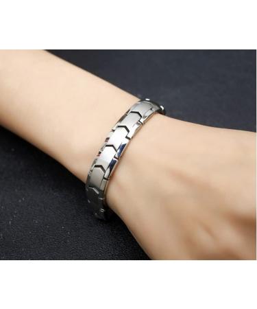 Men's Pure Titanium Double Magnet Bracelet - Eliminate Static Electricity - Silver Magnetic Bracelet - Buy Online on SooperMarket.com