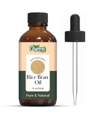 Organic Zing Rice Bran (Oryza Sativa L.) Oil | Pure & Natural Carrier Oil for Massage Skincare & Haircare- 30ml/1.01fl oz