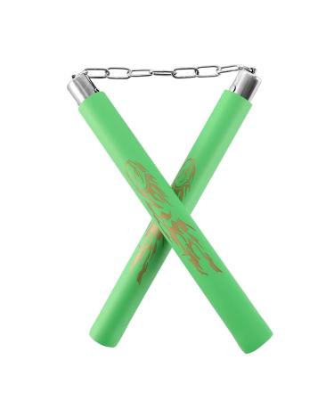 TOPOINT Nunchuck,Foam Training Nunchucks/Nunchakus with Steel Chain for Kids & Beginners Practice and Training (Green)