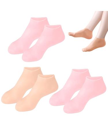 Xnivuis 3 pairs of women silicone socks silicone pedicure socks spa gel silicone socks moisturizing socks for dry feet rough foot skin soft cornea moisturizing feet (3 pair)