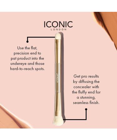 ICONIC LONDON Vegan Concealer Duo Brush - Perfect Makeup Buffing Blending & Finishing Tools - Cruelty-Free - Buy Online on SooperMarket.com