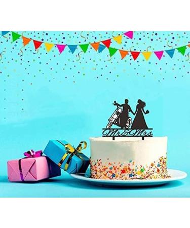 Motorcycle Wedding Cake Topper Bride and Groom with Motorbike Cake Topper Funny Motorcycle Couple Cake Topper for Wedding/Engagement/Bridal Shower Party Decoration - Buy Online on SooperMarket.com
