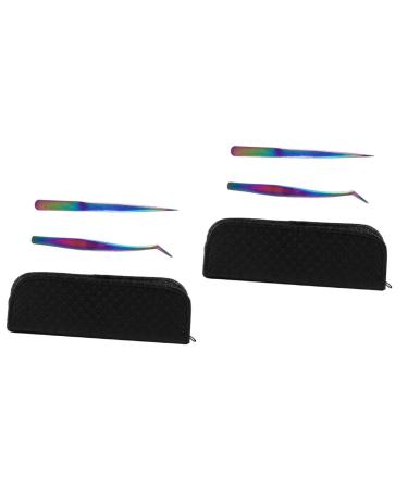 2 Sets Stainless Steel Eyelash Tweezers Tool Lengthen Miss Main 13X1cmx2pcs Colorful 2 Pieces