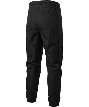 Elegancity Men's Cargo Trousers - Casual Work Pants with Drawstring Waist | Regular Fit Sweatpants with Pockets (Size 38-46) - 34 A-Black - Buy Online on SooperMarket.com