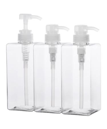 Suream 650 ml refillable shampoo bottle for shower large capacity conditioner dispenser for bathrooms plastic pump bottles for lotion body moisture massage oil soap 3 pieces transparent 650ml/3PC