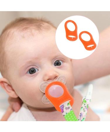 Silicone Dummy Clips Adapter - 2 Pcs Button Ring Pacifier Clip Adapter - Orange - Buy Online on SooperMarket.com