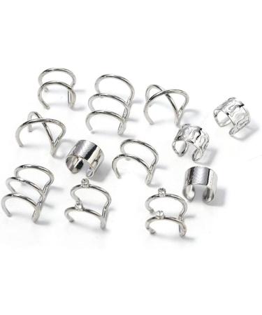 Diarypiece 12 Pcs Retro Advanced Sense Ear Bone Clip Without Pierced Metal Ear Cuff Jewelry Metal alloy - Buy Online on SooperMarket.com