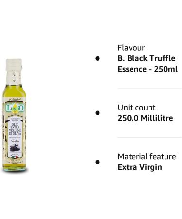 Olio Luglio - Black Truffle Olive Oil (250 ml) | Extra Virgin Olive Oil | Black Truffle Essence | Cold Pressed | Glass Bottle (250 ml) B. Black Truffle Essence - 250ml - Buy Online on SooperMarket.com