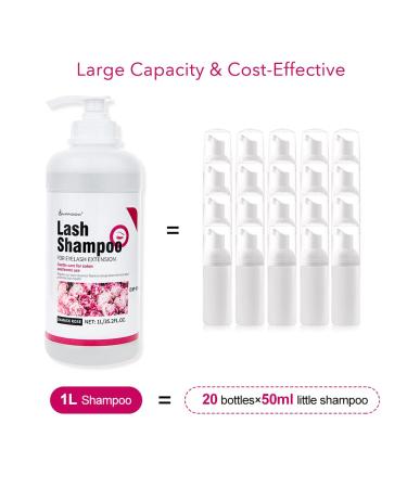 Lunamoon Eyelash Shampoo 1L | Gentle Foam Cleanser for Eyelash Extensions | Makeup Remover & Eyelid Care | Rose Scented Eyelash Foam - Buy Online on SooperMarket.com