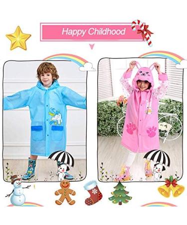 QTECLOR Kids Raincoat Jacket - Cartoon Rain Poncho for Ages 6-13 with School Bag Cover - Buy Online on SooperMarket.com