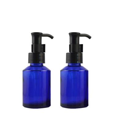 2PCS 60ML/2oz Empty Glass Lotion Pump Bottle Jars with Black Pump Top and Locking System Cosmetic Makeup Packing Storage Container Dispenser for Essential Oil Emulsion Essence Toiletries Toner Liquid