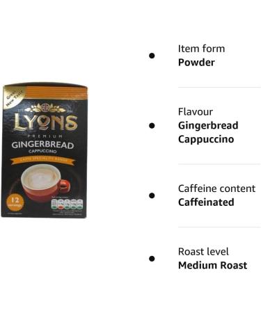 Lyons Premium Instant Coffee Bag Sachets | FabFinds Assorted Gift Mug (Gingerbread Cappuccino 8X 12Sachets) - Buy Online on SooperMarket.com