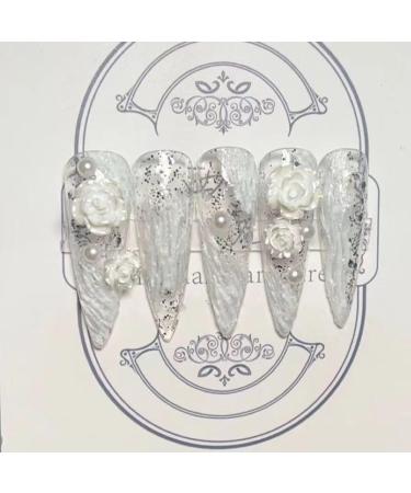 Temperament-enhancing manicure handmade camellia plaster manicure wearing nail patch European and American bride manicure.(M) - Buy Online on SooperMarket.com