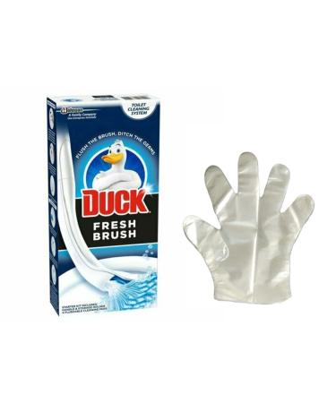 Housold Duck Fresh Brush Handle Toilet Bowl Cleaner Includes 1 Handle 1 Storage Holder and 4 Flushable Pads with 100 Pcs Disposable Toilet Cleaning Gloves
