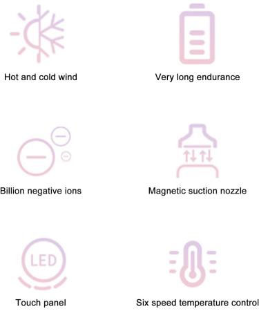 Cordless Hair Dryer Intelligent Temperature Control Portable Travel Hair Dryer Rechargeable Fast Drying Negative Ion Blow Dryer with 2 Nozzle Attachments for Home (US Plug US Plug 100-240V - Buy Online on SooperMarket.com