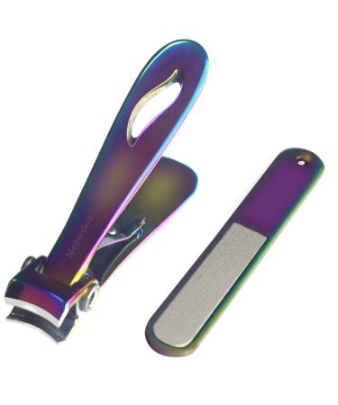 Nail Clippers for Thick Nails Wide Jaw Opening Toenail Clippers Large Stainless Steel Nail Clipper Set with Nail File Toe Nail Clipper for Men Women and Pets Multi Color Clipper-multicolor