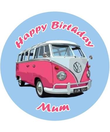 VW campervan Cake Topper Edible Icing Round up to 8"