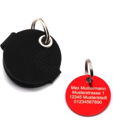 Custom Engraved Dog Tags - Push Button | Synthetic Leather | Blue Black Red Yellow | 30mm | Perfect for Control Branding - Buy Online on SooperMarket.com