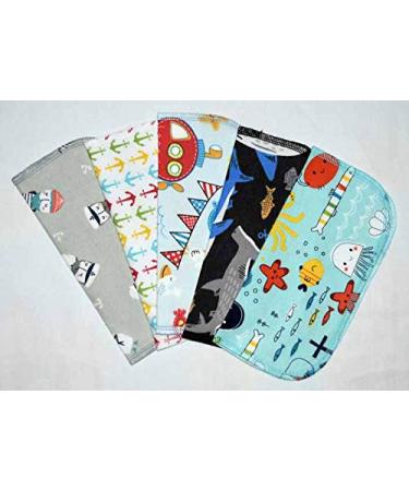 1 Ply Printed Flannel Little Wipes 8x8 Inches Set of 5 Pirates and Friends