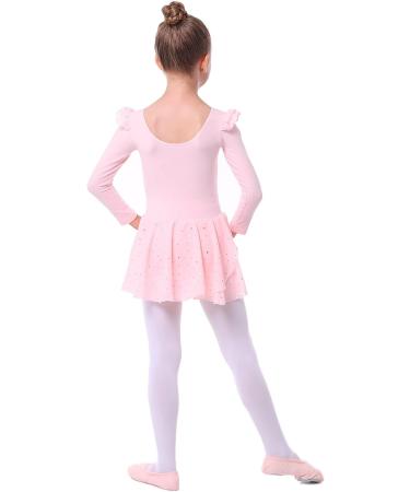 Danswan Toddler Girls Ballet Leotard with Glitter Skirt - Ballet Pink, A3 (Long Sleeve) 4-5T - Buy Online on SooperMarket.com