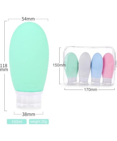 4PC Silicone Travel Bottles 100ml Refillable Portable Containers for Toiletries & Shampoo - Perfect for Travel - Buy Online on SooperMarket.com