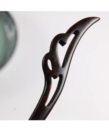 1PC Wooden Hair Stick Vintage Japanese Hair Chopstick Ethnic Ebony Bun Chignon Holders Black 18cm - Buy Online on SooperMarket.com