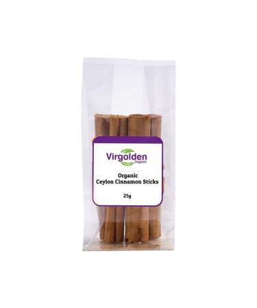 Organic Ceylon Cinnamon Sticks (Quils) 25g by Virgolden Organic - Pure Ceylon Cinnamon Quills True Cinnamon Certified Organic