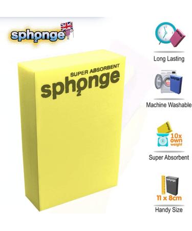 Super Absorbent Sponge By SPh2ONGE (Yellow) | Multi-Purpose | Designed to Hold 10x its Weight in Liquid | Re-usable | Perfect All Around Your Home | Effective on Every Surface | Drip-Free and Durable Yellow Block Sponge - Buy Online on SooperMarket.com