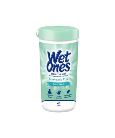 Wet Ones Sensitive Skin Hand Wipes, Extra Gentle 40 Count Canister - 1 Pack