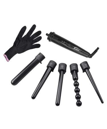 Culwad Lockenstab 5 in 1 curling writer set multifunctional ceramic coating - with glove (packaging multi -way) 7 -part set