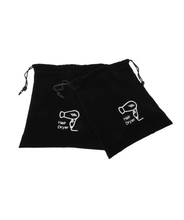 PLAFOPE 2pcs Storage Bag Makeup Storage Organizer Mini Hairdryer Bag Travel Hairdryer Black Flocking Cloth