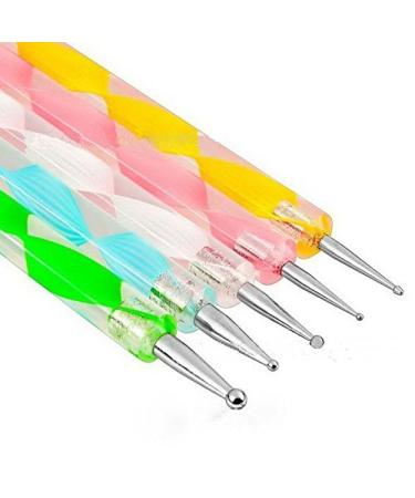Goliton Nail dotting pen marbleizing tool nail polish paint manicure dot nail art set Nail Art Design Nail Painting Dotting Detailing Pen (5PCS)