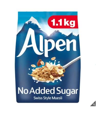 Alpen No Added Sugar Muesli - High in Fibre - Low in Saturated Fat - Blend of Wholegrain Oats & Wheat - 1.1kg
